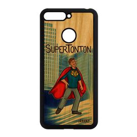 Coque Bois Pour Honor 7a Silicone Super Tonton Texte Oncle Drole Mobile Humour Antichoc Telephone Bande Dessinée Enfant Comique Bleu