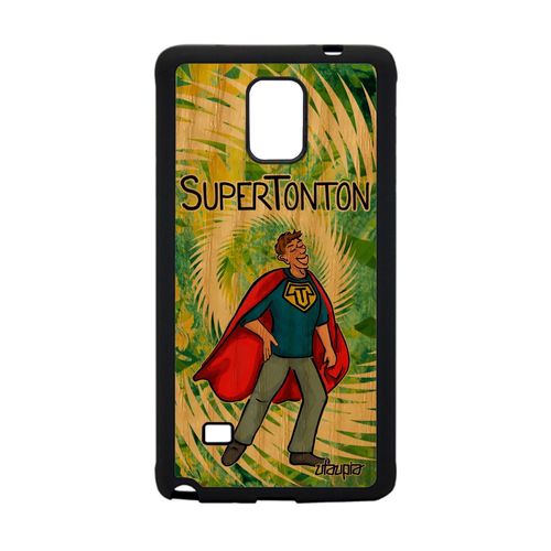 Coque Samsung Galaxy Note 4 Bois Silicone Super Tonton Smartphone Case Drole Comique Heros Vert Comics Texte Cadeau De Noel Humour