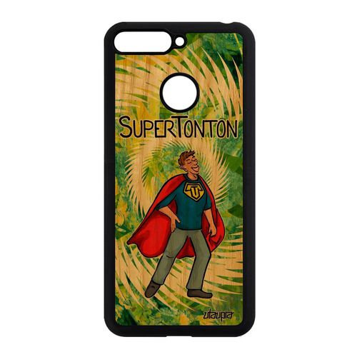 Coque Bois Super Tonton Pour Honor 7a Silicone Humour Texte Oncle Vert Comique Comics Case Bd Cadeau De Noel Drole Telephone Dessin