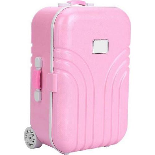 Mini valise à bagages bébé jouet mignon valise à roulettes en plastique Mini boîte à bagages (rose)