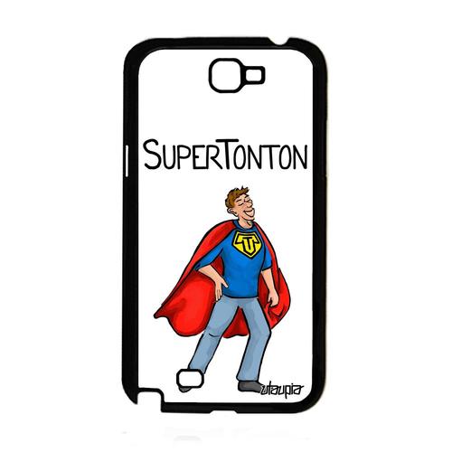 Coque Samsung Galaxy Note 2 Silicone Super Tonton Comics Comique Telephone Texte Blanc Housse Enfant Heros Personnalisé Drole Oncle