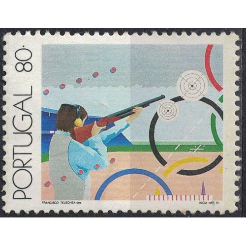 Portugal 1991 Neuf Avec Gomme Used Jeux Olympiques Barcelone Tiro Aos Pratos Balltrap Su