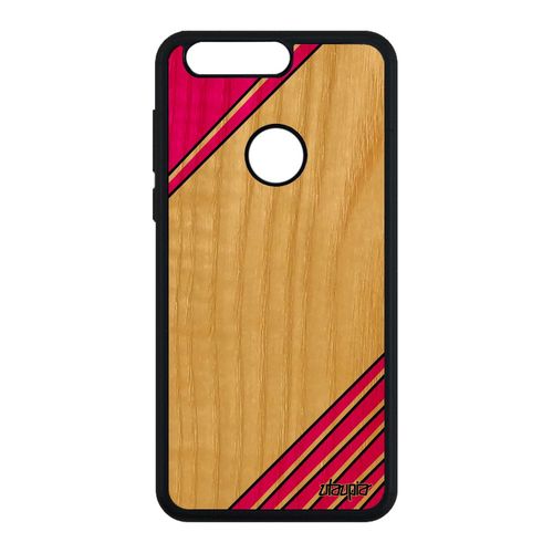 Coque Pour Honor 8 Bois Silicone Moderne Frêne Rose Texture Souple Coloré Design Geometrie Telephone Artisanat Rigide Case Motif De