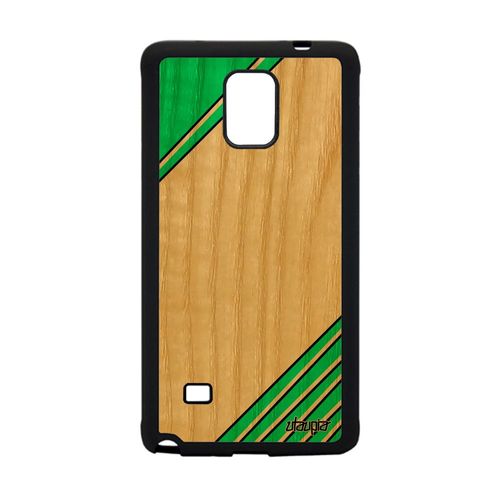 Coque Bois Pour Galaxy Note 4 Silicone Moderne Etui Geometrique Design Portable Original Motif Triangle Fond Vert Telephone Samsung