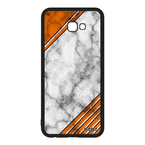 Coque Silicone Pour Samsung Galaxy J4 Plus 2018 Marbre Unique Orange Granite Contemporain De Protection Geometrique Texture Design