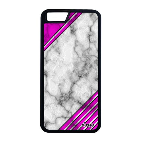 Coque Iphone 6 6s Plus Silicone Marbre Ligne Rose Design Noir Fond Granite Effet Motif Unique Telephone Rigide Etui 32 Go De