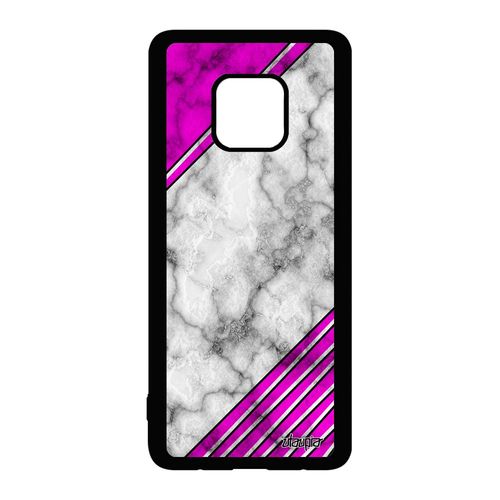 Coque Telephone Huawei Mate 20 Pro Silicone Marbre Bumper Geometrique Case Etui Rose Motif Ligne Pierre 4g Tpu Granite Design Effet