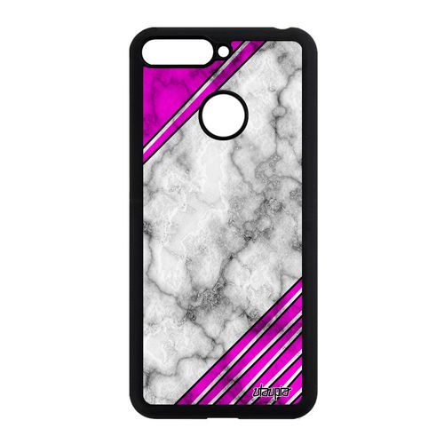 Coque De Protection Telephone Honor 7a En Silicone Marbre Alu Pierre Mobile Fond Motif Geometrique Rose Granite Cover Housse Design