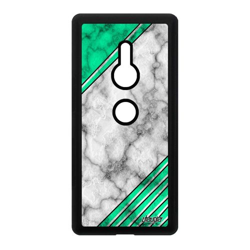 Coque Sony Xperia Xz2 En Silicone Marbre Telephone Geometrie Design Triangle Motif Housse Vert Rigide Granite Original Texture Etui