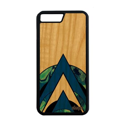 Coque Iphone 8 Plus Bois Veritable Silicone Marbre Design Pas Cher 4g Cadeau Motif Tpu Bleu Rond Fond Effet Geometrie Housse
