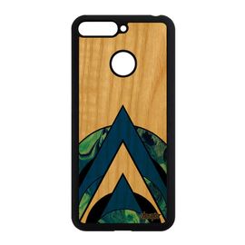 Coque Marbre Honor 7a En Bois Naturel Silicone Portable Fond Geometrie Gel Smartphone Rond Peinture Motif Design Solide Bleu Effet