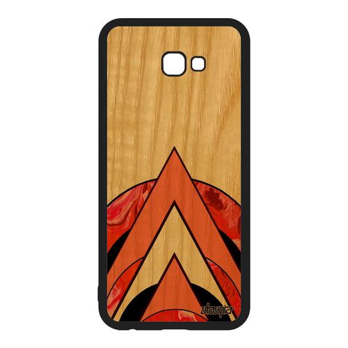 Coque Silicone Samsung Galaxy J4 Plus 2018 Bois Marbre Cover Rouge Effet Portable Geometrique Acrylique Peinture Rigide Souple Fond