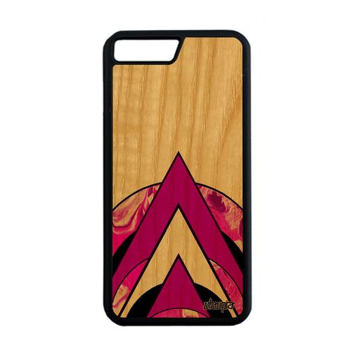Coque Iphone 7 Plus Vrai Bois Silicone Marbre Geometrie Texture Rose Design Cercle Peinture Portable Telephone Motif Iphone 7+