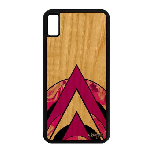 Coque Iphone Xs Max En Bois Naturel Silicone Marbre Portable Motif Solide Mobile Cercle Dessin Coloré Texture Peinture Rose