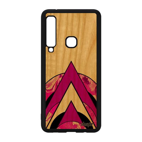 Coque Bois Pour Samsung Galaxy A9 2018 Silicone Marbre Frêne Rose Texture Souple Coloré Design Geometrie Telephone Artisanat Case De