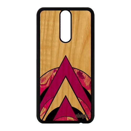 Coque Bois Naturel De Protection Pour Huawei Mate 10 Lite Silicone Marbre Portable Texture Motif Design Artisanat Mobile Rose Cercle