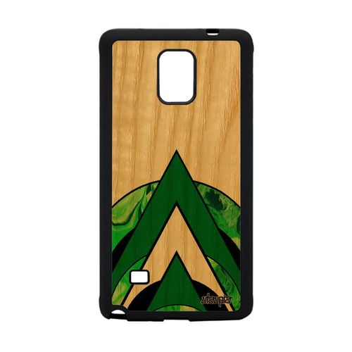 Coque Silicone Marbre Pour Samsung Galaxy Note 4 Bois Cover Gel Vert Housse Design 4g Effet Motif Fond Antichoc Geometrique Peinture