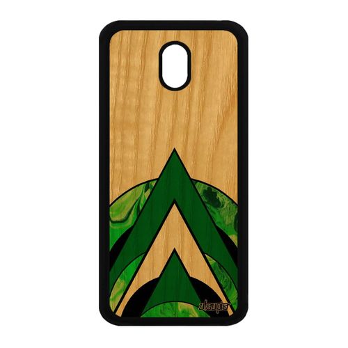 Coque Pour Samsung Galaxy J3 2017 Bois Silicone Marbre Motif Vert Housse 4g Antichoc Moderne Bumper Effet Geometrique Design Fond De