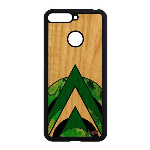 Coque Bois Pour Honor 7a Silicone Marbre Fond Vert Portable Antichoc Geometrique Effet Original Frêne Moderne Fait Main Design Motif