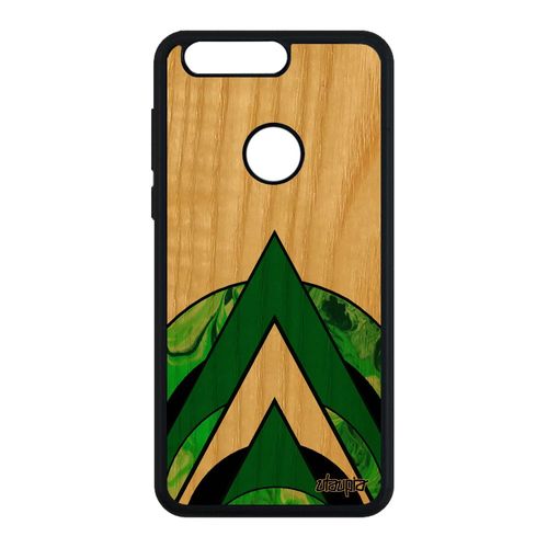 Coque Honor 8 Bois Silicone Marbre Motif Effet Frd-L09 Geometrique Fait Main Vert Fond Etui Personnalisé Telephone Moderne Pas Cher