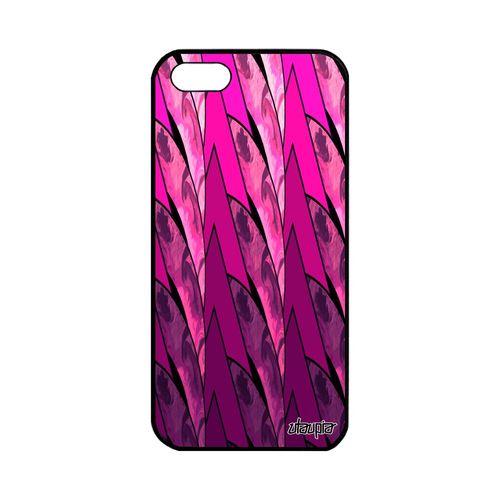 Coque Apple Iphone 5 5s Se Silicone Marbre Rigide Etui Design Peinture Rose Motif Effet Geometrique Cercle Jolie Case Made In France