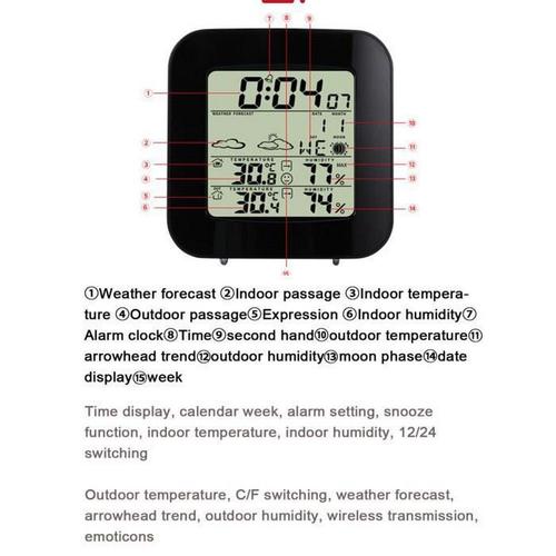 Station météo sans fil Thermohygromètre Horloge numérique électronique Ts¿73