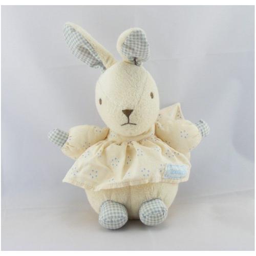 Lapin Ecru Vichy Bleu Robe Fleurs