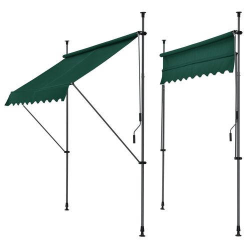Store Banne Téléscopique Acier Polyester 300 X 120 X 200-300 Cm Vert Foncé Helloshop26 03_0008336