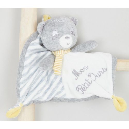 Doudou Ourson Gris Blanc Et Jaune Pat & Ripaton Mon Petit Ours Raye Jouet Naissance La Halle Bebe Bear Blanket