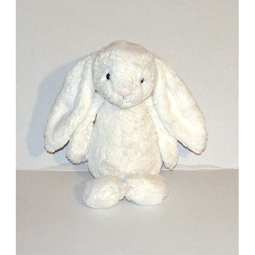Doudou Lapin Jellycat Blanc Cassé Crême Peluche Lapin Nez Rose 28 Cm