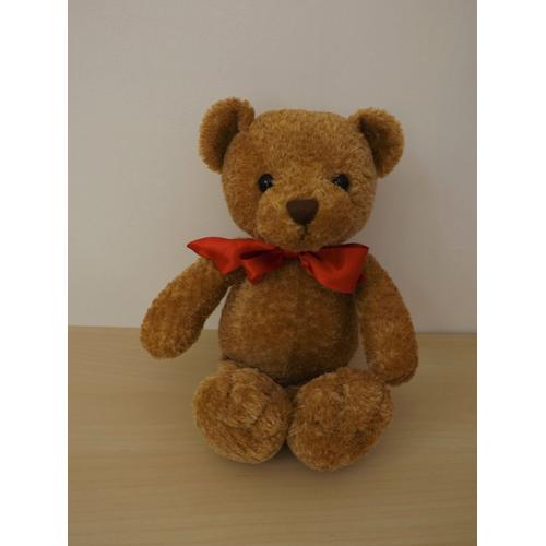 Peluche Ours Marron Neoud Rouge Lascar