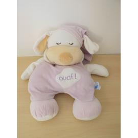 Peluche Doudou Chien Ouaf Blanc Mauve Range Pyjama Eveil Et Tendresse Cmp Rakuten