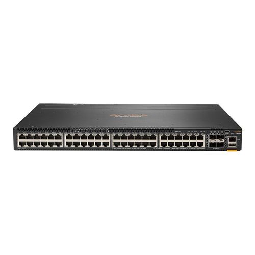 HPE Aruba 6300M - Commutateur - C3 - Géré - 48 x 10/100/1000 (1 PoE+) + 4 x 1 Gigabit / 10 Gigabit / 25 Gigabit / 50 Gigabit SFP56 (liaison montante/stockage) - de l'avant et du côté vers...