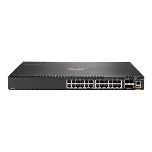 HPE Aruba 6300F - Commutateur - C3 - Géré - 24 x 10/100/1000 + 4 x 1 Gigabit / 10 Gigabit / 25 Gigabit / 50 Gigabit SFP56 (liaison montante/stockage) - de l'avant et du côté vers l'arrière -...