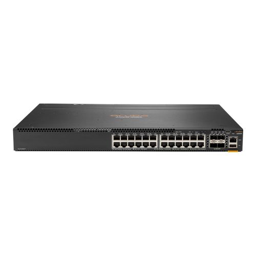 HPE Aruba 6300M - Commutateur - C3 - Géré - 24 x 10/100/1000 + 4 x 1 Gigabit / 10 Gigabit / 25 Gigabit / 50 Gigabit SFP56 (liaison montante/stockage) - de l'avant et du côté vers l'arrière -...
