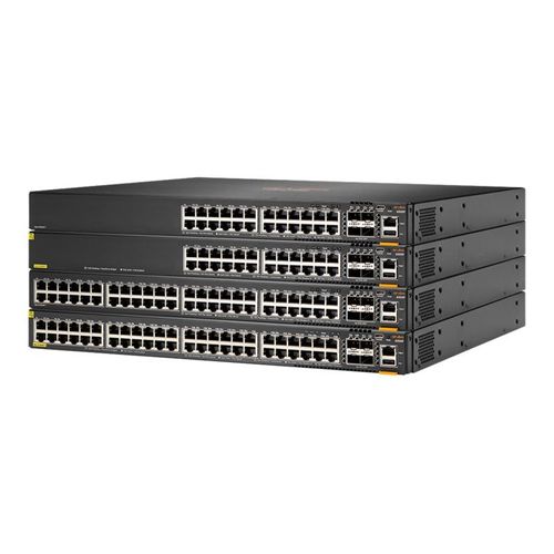 HPE Aruba 6300F - Commutateur - C3 - Géré - 24 x 10/100/1000 (PoE+) + 4 x 50 Gigabit Ethernet SFP56 - flux d'air de l'avant vers l'arrière - Montable sur rack - PoE+ - Conformité TAA
