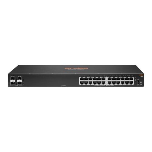 HPE Aruba 6000 24G 4SFP Switch - Commutateur - C3 - Géré - 24 x 10/100/1000 + 4 x Gigabit SFP - flux d'air côte à côte - Montable sur rack - CA 100 - 127 V / 200 - 240 V
