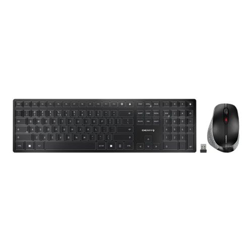 CHERRY DW 9500 SLIM - Ensemble clavier et souris - sans fil - 2.4 GHz, Bluetooth 4.0 - US avec le symbole de l'euro - commutateur : CHERRY SX - gris, noir - emballage sans plastique