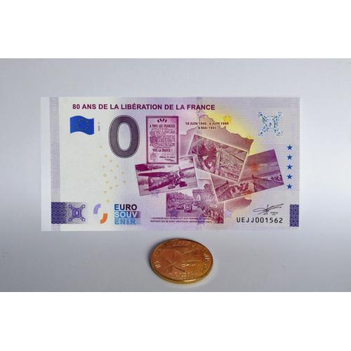 Billet 0 Euro "80 Ans Libération De La France" + Jeton R5 Maquis Du Limousin