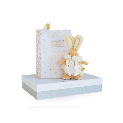 Coffret Protège Carnet De Santé Et Peluche Lapin De Sucre Blanc - Doudou Et Compagnie