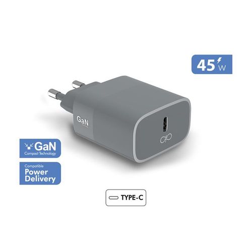 Force Power - Adaptateur Secteur - Gan - 45 Watt - Pd (24 Pin Usb-C) - Gris