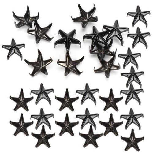 Star Rivets 200Pcs Star Rivets 5-Pointed Star Griffe Clous Bricolage Sacs Chapeaux Décoration Accessoires 10Mm (Noir)