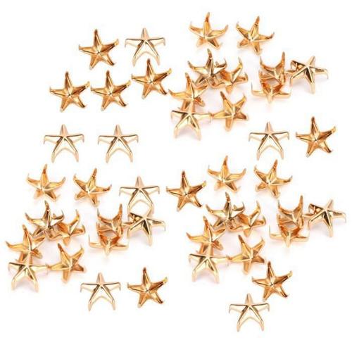 Star Rivets 200Pcs Star Rivets 5-Pointed Star Griffe Clous Bricolage Sacs Chapeaux Décoration Accessoires 10Mm (Or)