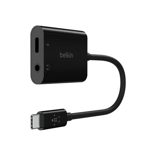 Belkin RockStar - USB-C vers jack de casque / adaptateur de charge - 24 pin USB-C mâle pour jack mini, 24 pin USB-C femelle - 19.6 cm - USB Power Delivery (60W)