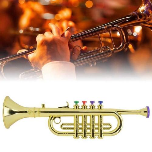 Junluck Enfant Trompette Or Enduit Abs Enfant Trompette Enfants Préscolaire Musique Jouet Cadeaux Vent Instrument-Instrument