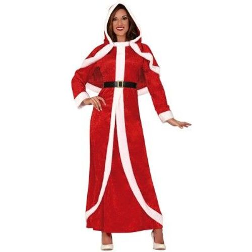 Déguisement Robe Longue Mère Noël Cape Rouge Femme