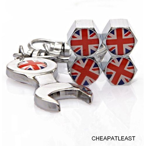 CUSTOMprivé Bouchons Valve Noir Drapeau Anglais UK