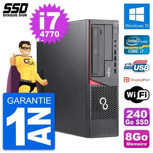 PC Fujitsu Esprimo E720 E85+ DT Intel i7-4770 RAM 8Go SSD 240Go Windows 10 Wifi