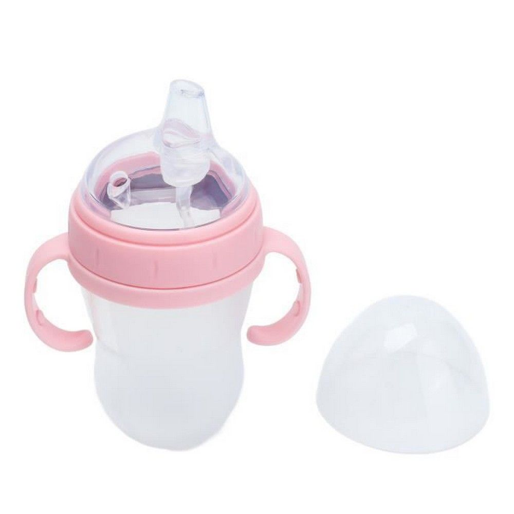 Bébé Biberon En Silicone Souple Biberon Sucette Paille Étanche Poignées Infantile Lait Bouteille D'eau 240