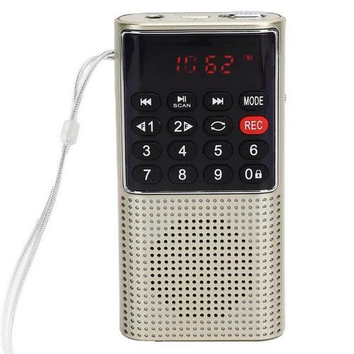 Radio musicale L¿328 Mini haut-parleur radio Fm Lecteur MP3 USB multifonction portable avec port pour écouteurs Or